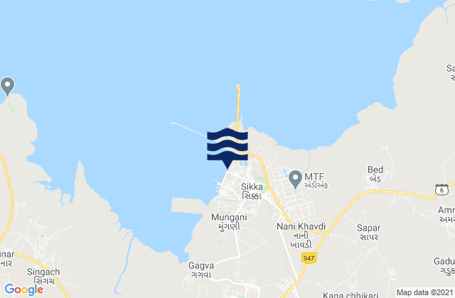 Mapa de mareas Sikka, India