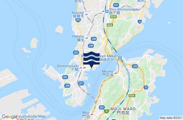 Mapa de mareas Simonoseki Sanbasi, Japan