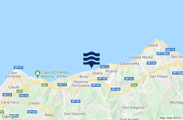 Mapa de mareas Sinagra, Italy