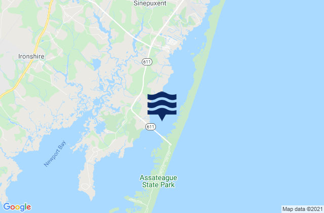 Mapa de mareas Sinepuxent Bay, United States