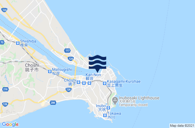 Mapa de mareas Sinti (Tyosi), Japan
