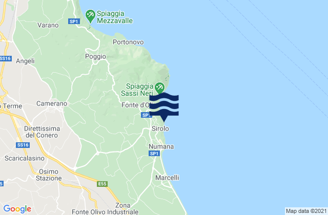 Mapa de mareas Sirolo, Italy