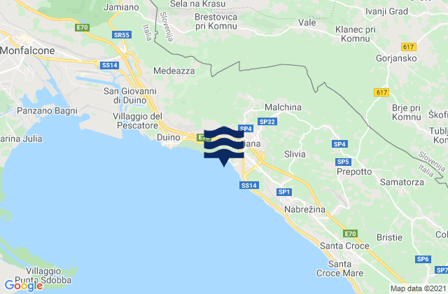 Mapa de mareas Sistiana-Visogliano, Italy