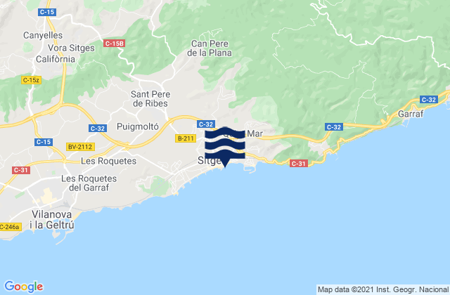 Mapa de mareas Sitges, Spain