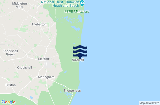 Mapa de mareas Sizewell Beach, United Kingdom