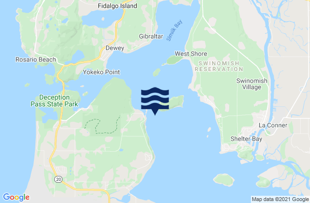 Mapa de mareas Skagit Bay channel SW of Hope Island, United States