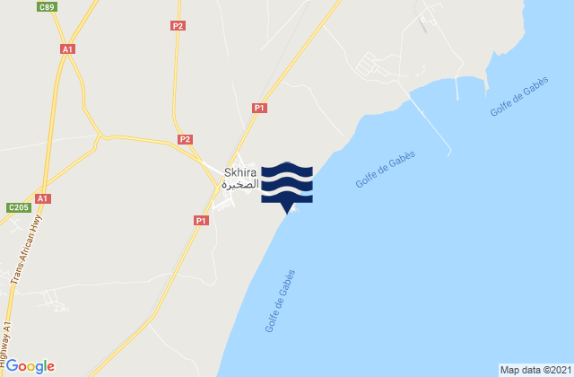 Mapa de mareas Skhira, Tunisia