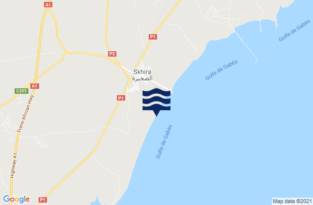 Mapa de mareas Skhira, Tunisia