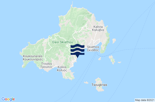 Mapa de mareas Skiathos - Vasilias, Greece