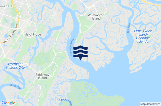 Mapa de mareas Skidaway Island N End Wilmington River, United States