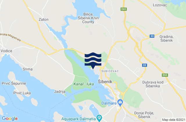 Mapa de mareas Skradin, Croatia