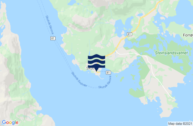Mapa de mareas Skutvika, Norway