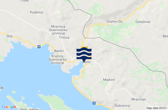 Mapa de mareas Slano, Croatia