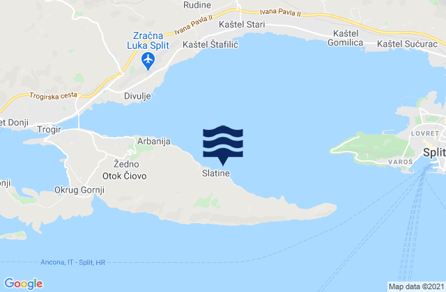 Mapa de mareas Slatine, Croatia