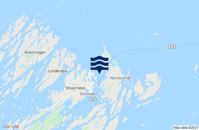 Mapa de mareas Sleneset, Norway