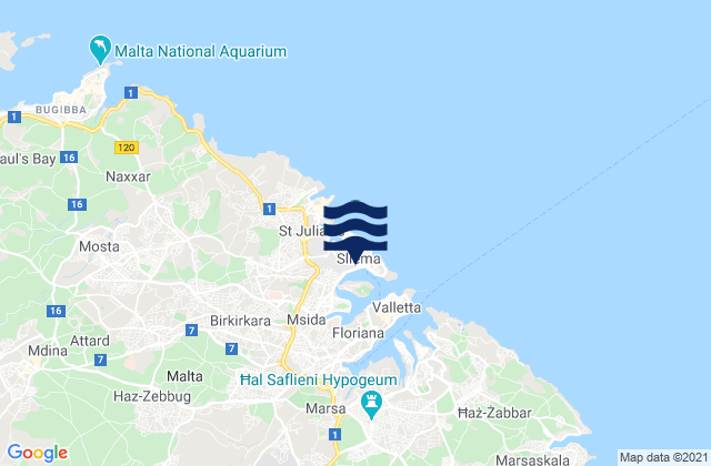 Mapa de mareas Sliema, Malta