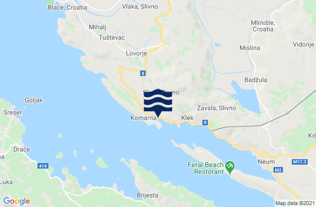 Mapa de mareas Slivno, Croatia