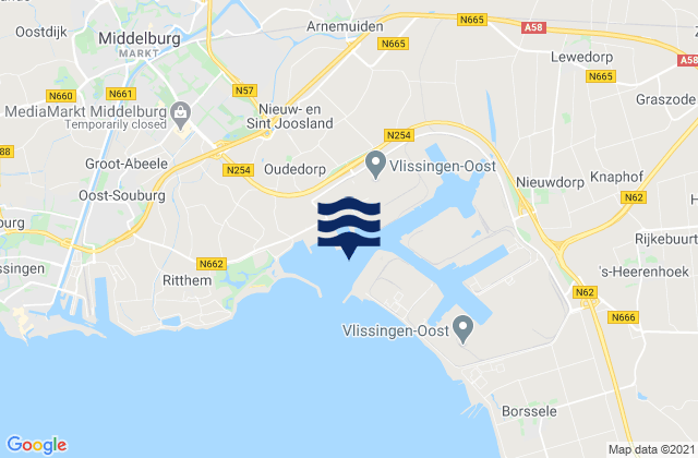Mapa de mareas Sloehaven, Netherlands