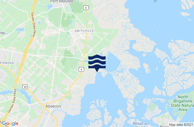 Mapa de mareas Smithville, United States