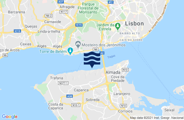 Mapa de mareas Sobreda, Portugal