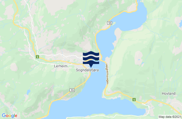 Mapa de mareas Sogndal, Norway
