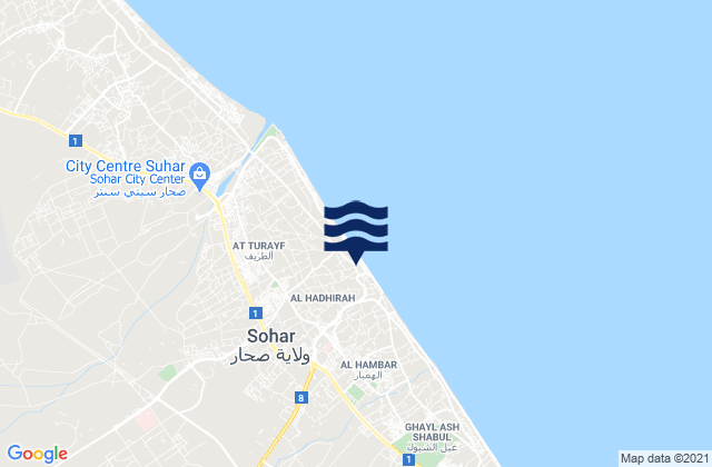 Mapa de mareas Sohar, Oman