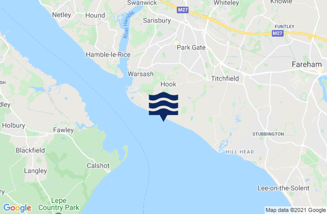 Mapa de mareas Solent Breezes Beach, United Kingdom