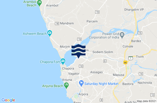 Mapa de mareas Solim, India