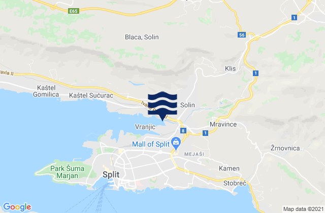 Mapa de mareas Solin, Croatia