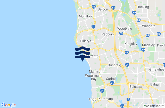 Mapa de mareas Sorrento Beach, Australia