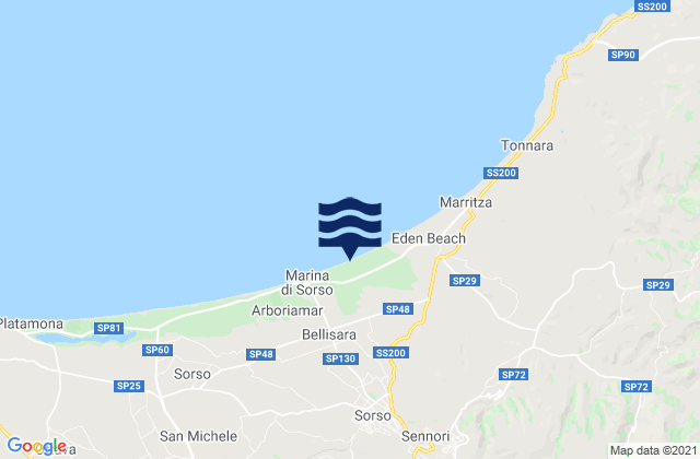 Mapa de mareas Sorso, Italy