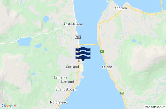 Mapa de mareas Sortland, Norway
