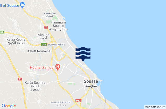 Mapa de mareas Sousse Jawhara, Tunisia