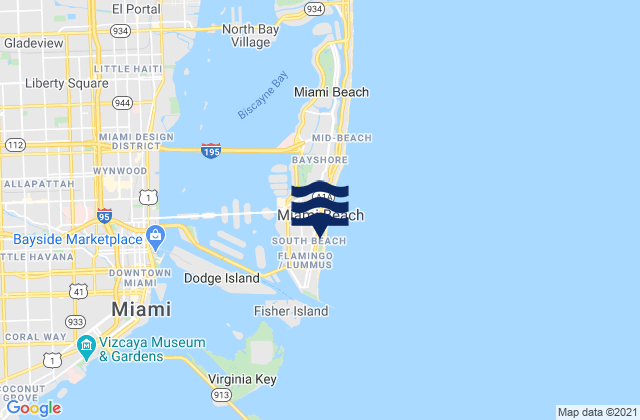 Mapa de mareas South Beach Miami, United States