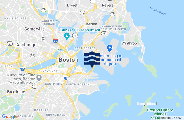 Mapa de mareas South Boston Pier 4 0.2 n.mi. NNE of, United States