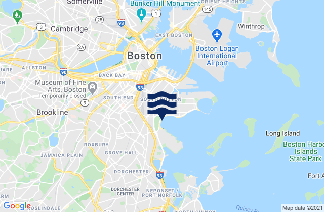 Mapa de mareas South Boston, United States