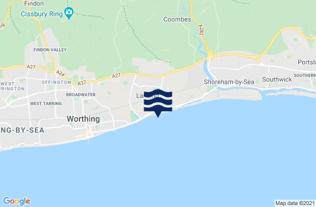 Mapa de mareas South Lancing Beach, United Kingdom