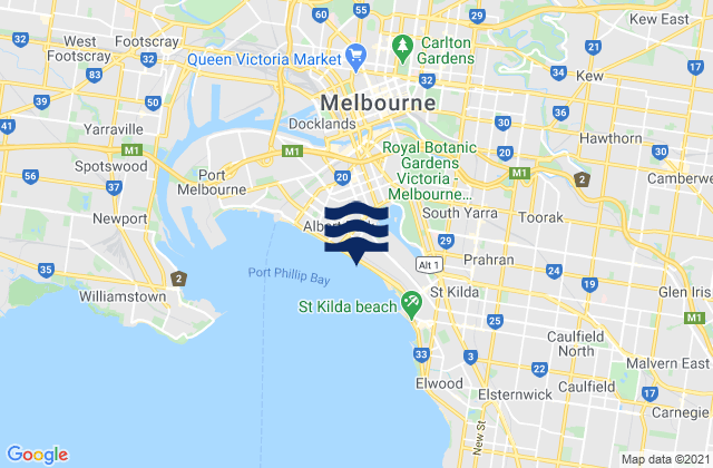 Mapa de mareas South Melbourne, Australia