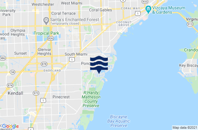 Mapa de mareas South Miami, United States