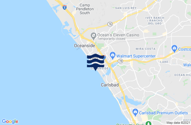 Mapa de mareas South Oceanside Beach, United States