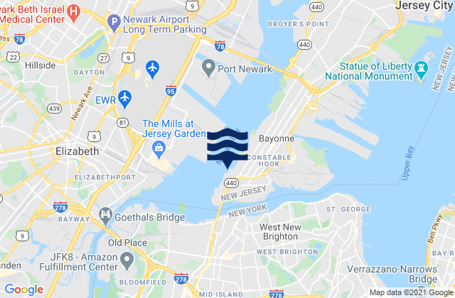 Mapa de mareas South Reach Newark Bay, United States