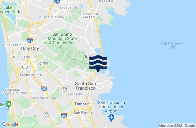 Mapa de mareas South San Francisco, United States