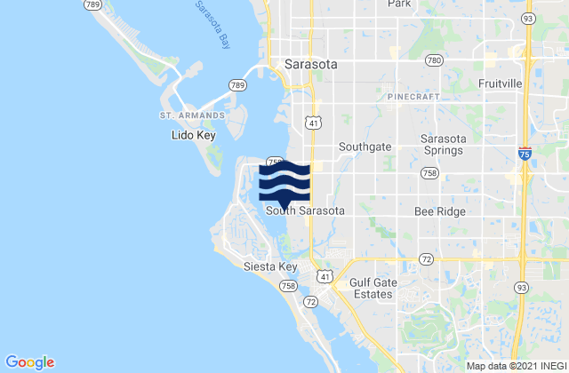 Mapa de mareas South Sarasota, United States