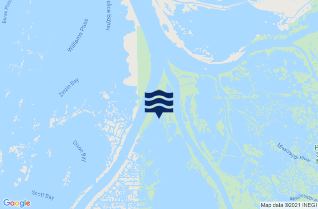 Mapa de mareas Southeast Pass River Delta, United States