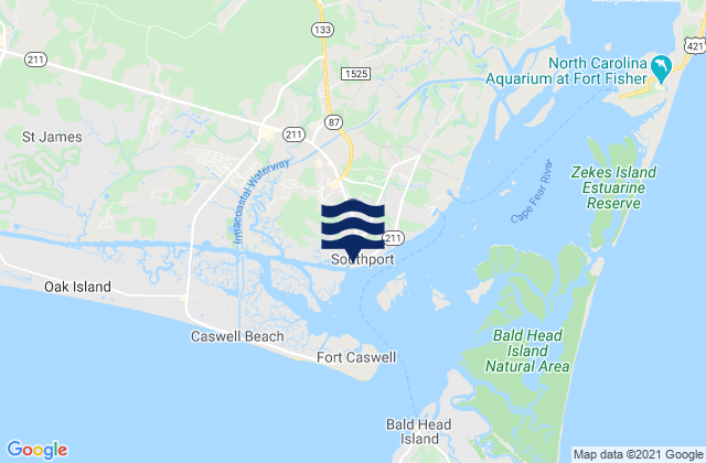 Mapa de mareas Southport, United States