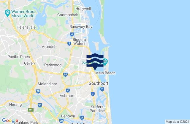 Mapa de mareas Southport, Australia