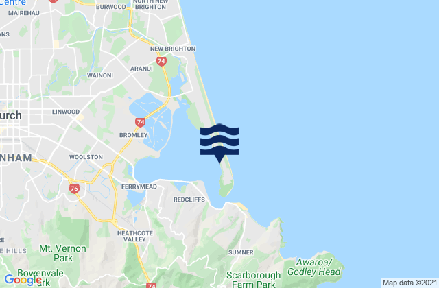 Mapa de mareas Southshore Spit Beach, New Zealand