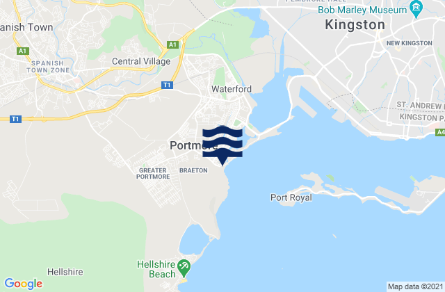 Mapa de mareas Spanish Town, Jamaica