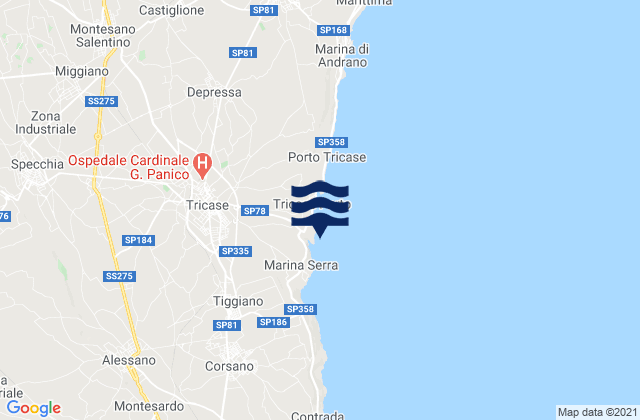 Mapa de mareas Specchia, Italy