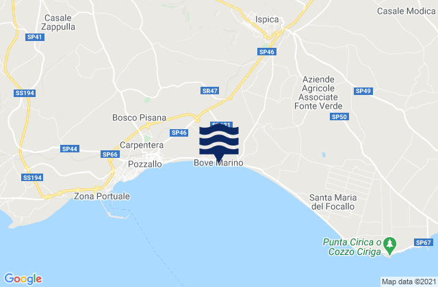 Mapa de mareas Spiaggia Bove Marino, Italy